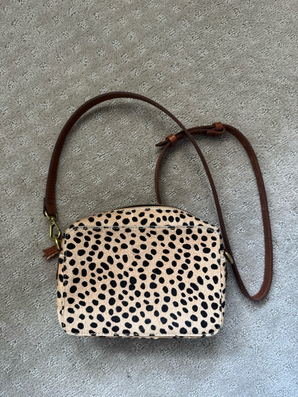 Madewell Brown and Cream Leopard-Print Crossbody Bag